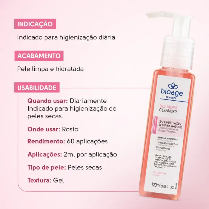 Bioage Bio-Hidrat Cleanser Sabonete Facial Ultra-Hidratante - 120ml