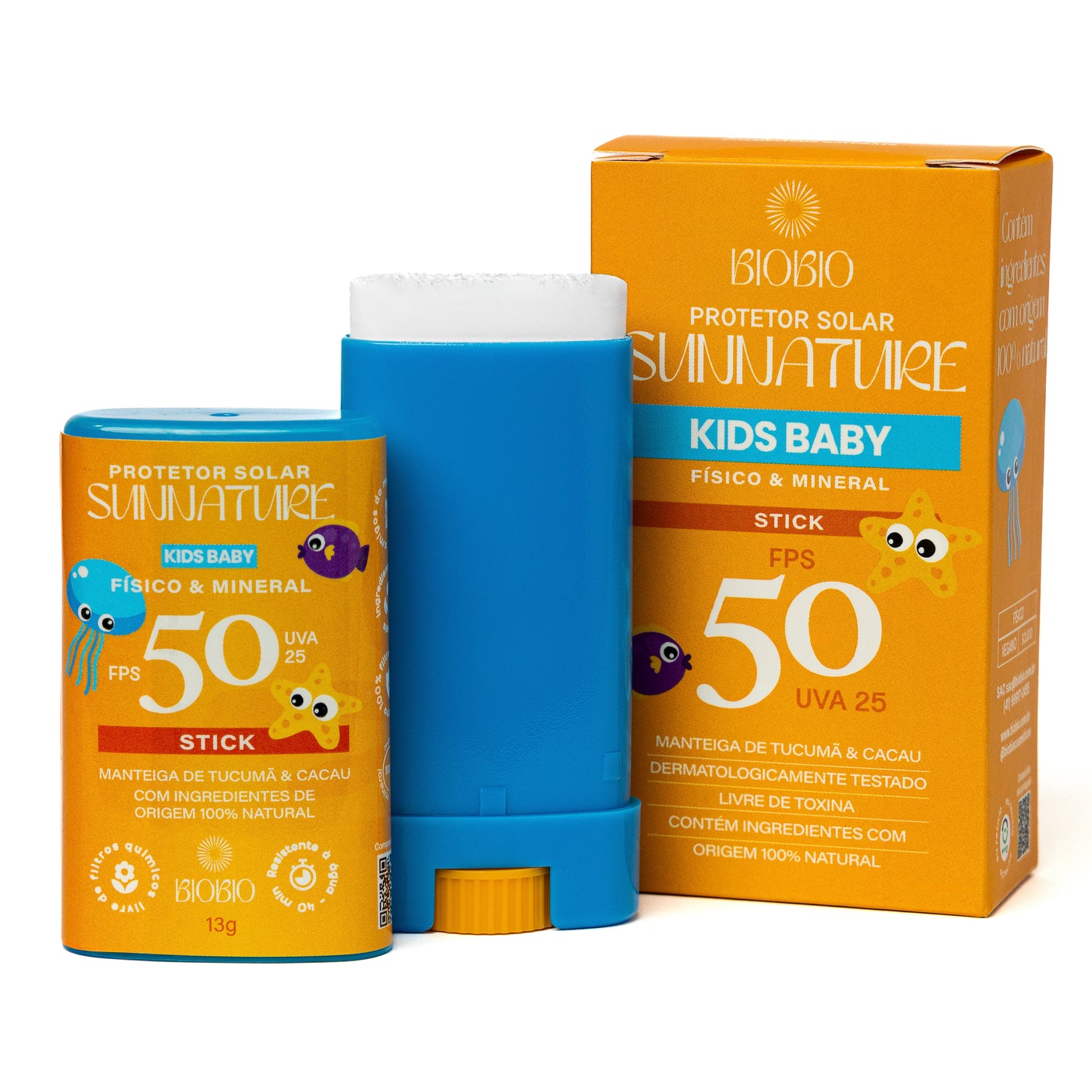 BioBio Protetor stick Sunnature kids/baby FPS 50 100% Vegano